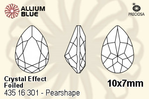 寶仕奧莎 機切Pearshape 301 花式石 (435 16 301) 10x7mm - 白色（鍍膜） DURA™耐用金屬箔底 - 關閉視窗 >> 可點擊圖片