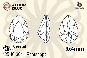 Preciosa MC Pearshape 301 Fancy Stone (435 16 301) 6x4mm - Clear Crystal With Dura™ Foiling - Haga Click en la Imagen para Cerrar