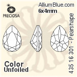 寶仕奧莎 機切Pearshape 301 花式石 (435 16 301) 8x6mm - 透明白色 DURA™耐用金屬箔底