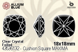 寶仕奧莎 Cushion 正方形 MAXIMA 美飾瑪 花式石 (435 36 132) 18x18mm - 透明白色 DURA™耐用金屬箔底