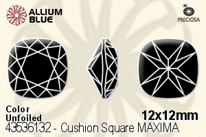 Preciosa プレシオサ Cushion Square MAXIMA マキシマ ファンシーストーン (435 36 132) 12x12mm - カラー 裏面にホイル無し
