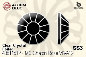 Preciosa MC Chaton Rose VIVA12 Flat-Back Stone (438 11 612) SS3 - Clear Crystal With Dura™ Foiling