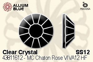 Preciosa プレシオサ MC マシーンカットチャトン Rose VIVA12 Flat-Back Hot-Fix Stone (438 11 612) SS12 - クリスタル - ウインドウを閉じる