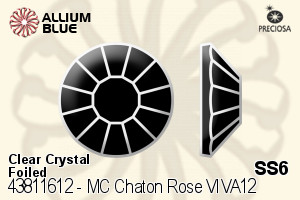 寶仕奧莎 機切尖底石 玫瑰 VIVA12 平底石 (438 11 612) SS6 - 透明白色 銀箔底