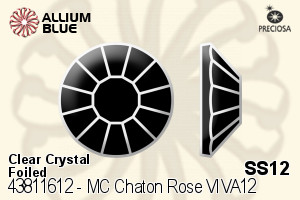 Preciosa MC Chaton Rose VIVA12 Flat-Back Stone (438 11 612) SS12 - Clear Crystal With Silver Foiling - Click Image to Close