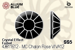 Preciosa MC Chaton Rose VIVA12 Flat-Back Stone (438 11 612) SS5 - Crystal (Coated) With Silver Foiling