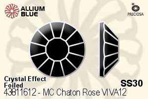 Preciosa MC Chaton Rose VIVA12 Flat-Back Stone (438 11 612) SS30 - Crystal (Coated) With Silver Foiling