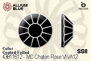 Preciosa MC Chaton Rose VIVA12 Flat-Back Stone (438 11 612) SS8 - Color (Coated) With Silver Foiling