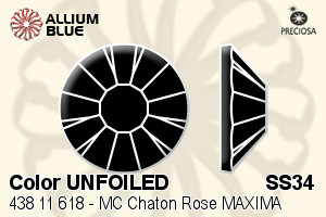 Preciosa MC Chaton Rose MAXIMA Flat-Back Hot-Fix Stone (438 11 618) SS34 - Color UNFOILED - Haga Click en la Imagen para Cerrar