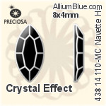 Preciosa プレシオサ MC マシーンカットNavette Flat-Back Hot-Fix Stone (438 14 110) 8x4mm - カラー（コーティング）