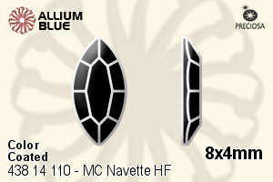 Preciosa MC Navette Flat-Back Hot-Fix Stone (438 14 110) 8x4mm - Color (Coated) - Click Image to Close