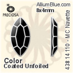 宝仕奥莎 机切马眼形 平底石 (438 14 110) 4x2mm - 透明白色 DURA™耐用金屬箔底