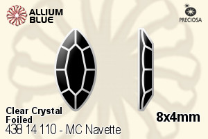 寶仕奧莎 機切馬眼形 平底石 (438 14 110) 8x4mm - 透明白色 DURA™耐用金屬箔底
