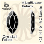 寶仕奧莎 機切馬眼形 平底石 (438 14 110) 8x4mm - 白色（鍍膜） DURA™耐用金屬箔底