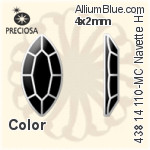 Preciosa MC Navette Flat-Back Hot-Fix Stone (438 14 110) 4x2mm - Clear Crystal