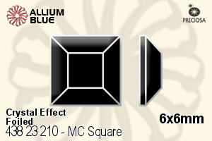 寶仕奧莎 機切正方形 平底石 (438 23 210) 6x6mm - 白色（鍍膜） DURA™耐用金屬箔底