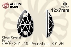 寶仕奧莎 機切Pearsshape 301 2H 手縫石 (438 67 301) 12x7mm - 透明白色 銀箔底