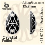 Preciosa MC Pearsshape 301 2H Sew-on Stone (438 67 301) 12x7mm - Clear Crystal With Silver Foiling