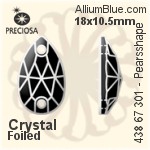 寶仕奧莎 機切Pearsshape 301 2H 手縫石 (438 67 301) 18x10.5mm - 白色（鍍膜） 銀箔底