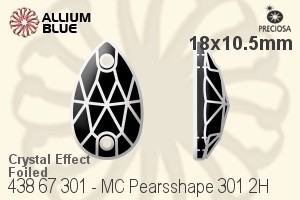 Preciosa MC Pearsshape 301 2H Sew-on Stone (438 67 301) 18x10.5mm - Crystal (Coated) With Silver Foiling - Haga Click en la Imagen para Cerrar