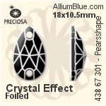 Preciosa MC Pearsshape 301 2H Sew-on Stone (438 67 301) 18x10.5mm - Crystal (Coated) With Silver Foiling