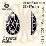 Preciosa MC Pearsshape 301 2H Sew-on Stone (438 67 301) 18x10.5mm - Clear Crystal With Silver Foiling
