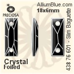 Preciosa MC Slim Baguette MAXIMA 2H Sew-on Stone (438 76 601) 18x6mm - Clear Crystal With Dura™ Foiling