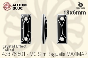 Preciosa MC Slim Baguette MAXIMA 2H Sew-on Stone (438 76 601) 18x6mm - Crystal Effect With Dura™ Foiling - Click Image to Close