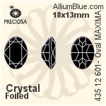 寶仕奧莎 機切橢圓形 MAXIMA 美飾瑪 花式石 (435 12 601) 18x13mm - 透明白色 DURA™耐用金屬箔底