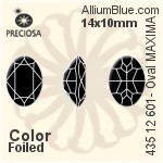 寶仕奧莎 機切橢圓形 MAXIMA 美飾瑪 花式石 (435 12 601) 14x10mm - 白色（鍍膜） DURA™耐用金屬箔底