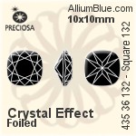 Preciosa MC Square 132 Fancy Stone (435 36 132) 10x10mm - Crystal Effect With Dura™ Foiling