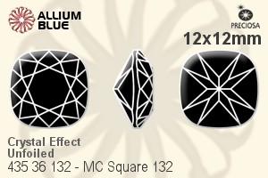 Preciosa MC Square 132 Fancy Stone (435 36 132) 12x12mm - Crystal Effect Unfoiled