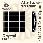 寶仕奧莎 機切棋盤 正方形 平底石 (438 23 301) 12x12mm - 透明白色 DURA™耐用金屬箔底