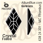 寶仕奧莎 機切菱形 平底石 (438 24 301) 10x6mm - 白色（鍍膜） DURA™耐用金屬箔底