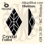 寶仕奧莎 機切菱形 平底石 (438 24 301) 6x4mm - 透明白色 DURA™耐用金屬箔底