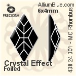 Preciosa MC Rhombus Flat-Back Stone (438 24 301) 10x6mm - Clear Crystal With Dura™ Foiling