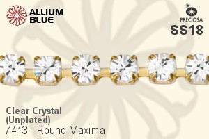 Preciosa Round Maxima Cupchain (7413 3004), Unplated Raw Brass, With Stones in SS18 - Clear Crystal