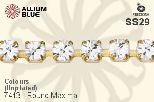 Preciosa Round Maxima Cupchain (7413 0028), Unplated Raw Brass, With Stones in SS29 - Colours