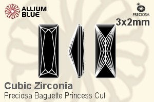 Preciosa Baguette Princess (BPC) 3x2mm - Cubic Zirconia - Click Image to Close