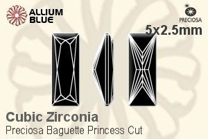 Preciosa Baguette Princess (BPC) 5x2.5mm - Cubic Zirconia - Haga Click en la Imagen para Cerrar