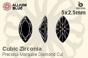 Preciosa Marquise Diamond (MDC) 5x2.5mm - Cubic Zirconia - Click Image to Close