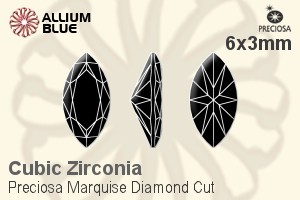 Preciosa Marquise Diamond (MDC) 6x3mm - Cubic Zirconia - 关闭视窗 >> 可点击图片