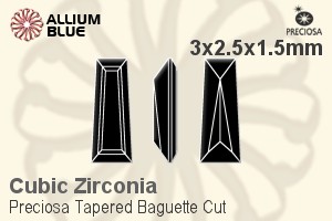 Preciosa Tapered Baguette (TBC) 3x2.5x1.5mm - Cubic Zirconia - Haga Click en la Imagen para Cerrar