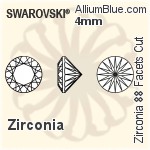 スワロフスキー Zirconia ラウンド 88 Facets カット (SG88FCC) 6.5mm - Zirconia