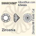 スワロフスキー Zirconia ラウンド 88 Facets カット (SG88FCC) 6.5mm - Zirconia