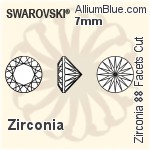 スワロフスキー Zirconia ラウンド 88 Facets カット (SG88FCC) 4.5mm - Zirconia