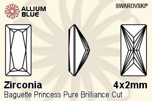 SWAROVSKI GEMS Cubic Zirconia Baguette Princess PB White 4.00x2.00MM normal +/- FQ 0.100