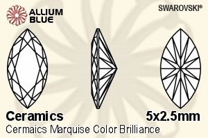SWAROVSKI GEMS Swarovski Ceramics Marquise Colored Brilliance Peridot Green 5.00x2.50MM normal +/- FQ 0.100