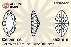 SWAROVSKI GEMS Swarovski Ceramics Marquise Colored Brilliance Black 6.00x3.00MM normal +/- FQ 0.070