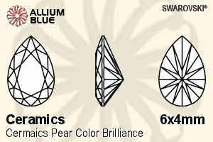 SWAROVSKI GEMS Swarovski Ceramics Pear Colored Brilliance Black 6.00x4.00MM normal +/- FQ 0.070